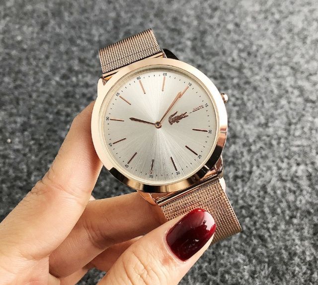 Женские наручные часы стиль Лакоста Розовое золото 521 фото