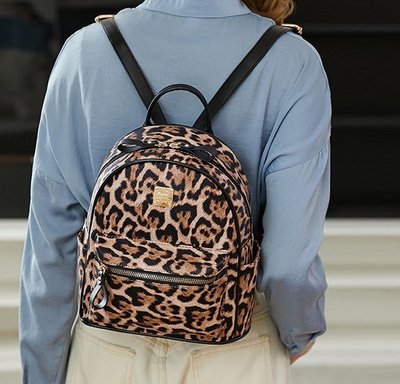 Качественный женский городской рюкзак Леопардовый, прогулочный рюкзачок тигровый Коричневый 1059К фото