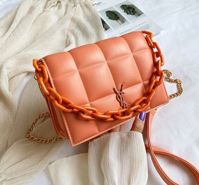Модная маленькая женская сумочка клатч с цепочкой, черная мини сумка стеганная сумка-клатч женский Оранжевый 653 фото