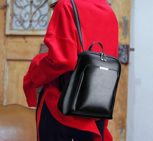 Стильный женский городской рюкзак сумка 2 в 1. Качественный рюкзачек сумочка черный коричневый 260 фото