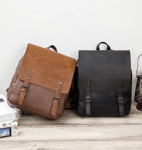 Винтажный мужской городской рюкзак эко кожа Светло-коричневый 1294М фото