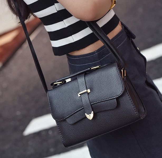Маленькая женская сумочка клатч серая, мини сумка через плечо из эко кожи Черный 205 фото