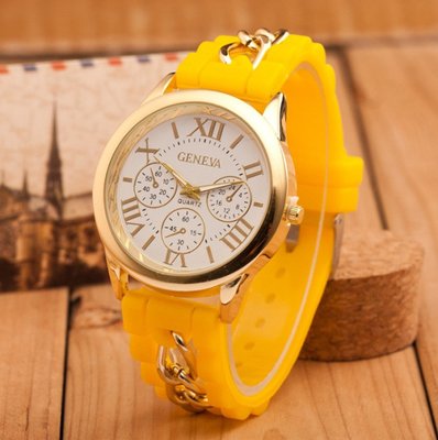Женские силиконовые часы Женева Желтый 120К фото