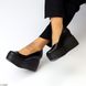 Черные кожаные женские туфли на платформе танкетке WOW 11389 фото 8