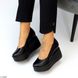 Черные кожаные женские туфли на платформе танкетке WOW 11389 фото 9