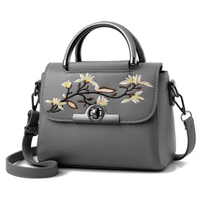 Женская мини сумочка клатч с вышивкой через плечо маленькая сумка для девушек с цветами Серый 488 фото