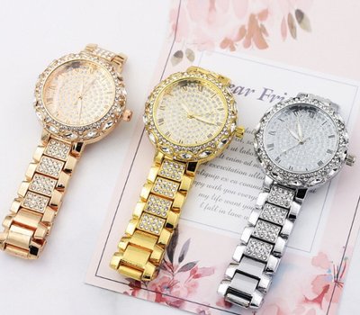 Женские наручные часы с камнями Розовое золото 415 фото