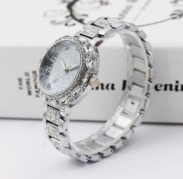 Женские наручные часы с камнями Розовое золото 415 фото
