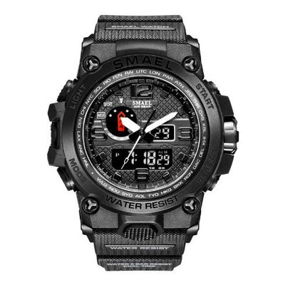 Мужские спортивные наручные часы SMAEL армейские электронные Черный с черным 228ЧЧ фото