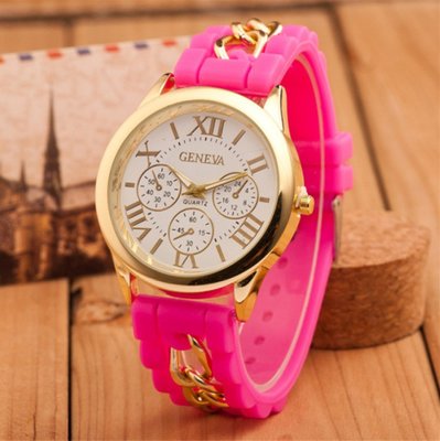 Женские силиконовые часы Женева Розовый 120В фото