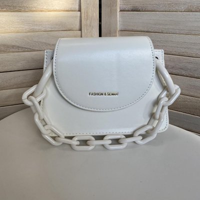 Стильная женская мини сумочка клатч с цепочкой модная и оригинальная сумка через плечо цепь Белый 633Б фото