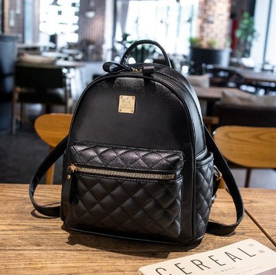 Женский стеганный городской рюкзак, прогулочный рюкзачок качественный Черный 1078Ч фото