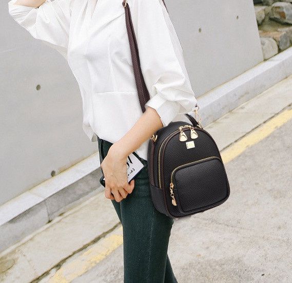 Модный женский мини рюкзак сумка Черный (без брелка) 427В фото