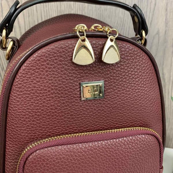 Модный женский мини рюкзак сумка Вишневый (без брелка) 427Г фото