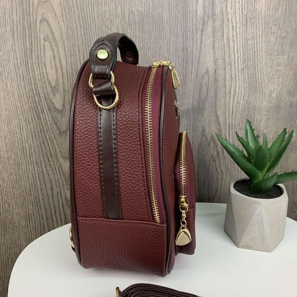 Модный женский мини рюкзак сумка Вишневый (без брелка) 427Г фото