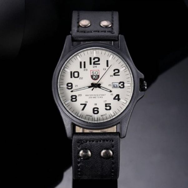 Мужские наручные часы Soki Черно-белые 328 фото