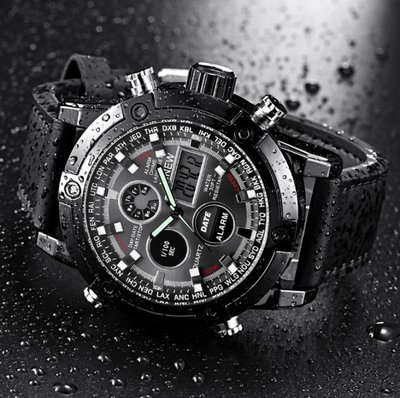 Армейские мужские наручные часы черные, качественные прочные военные часы с подсветкой секундомером 372 фото