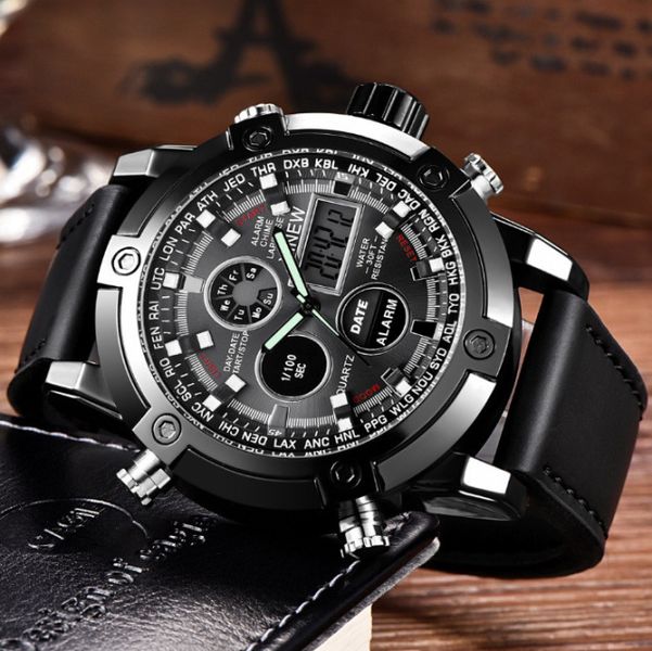 Армейские мужские наручные часы черные, качественные прочные военные часы с подсветкой секундомером 372 фото