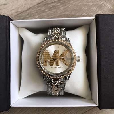 Женские часы Michael Kors качественные в коробочке наручные часы с камнями золотистые серебристые 617К фото